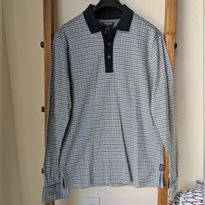 Todd Snyder Men's Navy & Light Blue 100% Cotton Check Polo Shirt - Size S